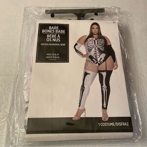 Bare Bones Babe Skeleton Costume - Black and White- Adult Size 3X (18-10)- New